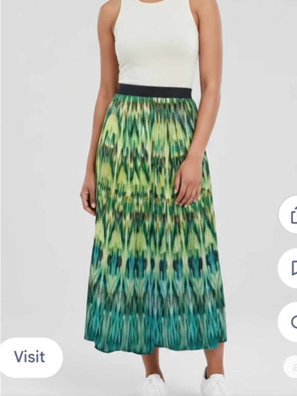 Ruby Rd. Green and Teal Ombre Pleated Midi Skirt